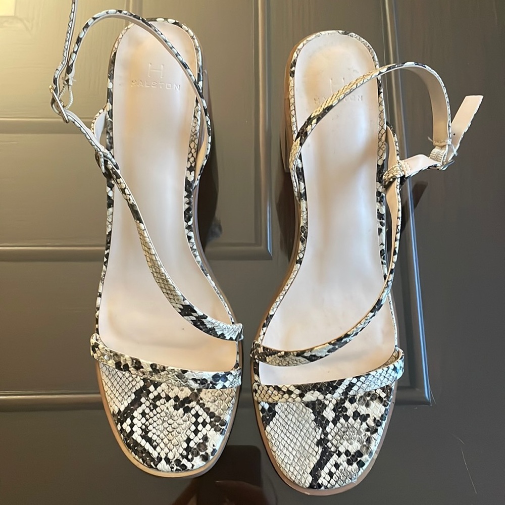 Halston strappy wedge sandals